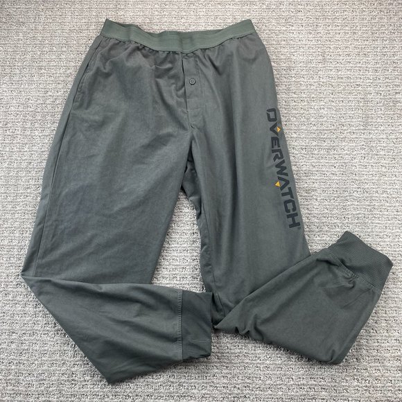 Overwatch Pajama Pants Men Medium M Gray Sleep Lounge Wear Spell Out Logo Gaming - Picture 1 of 12